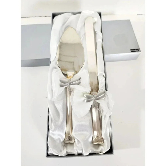 Vintage Verdico Silver Plated Cake Server & Knife Set NEW in Box Dragonf… - Picture 1 of 7